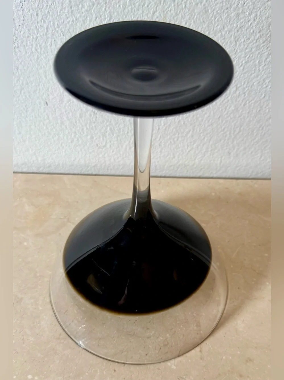Pier 1 Elemental Black To Clear 7” Martini Cocktail Glass. 12oz